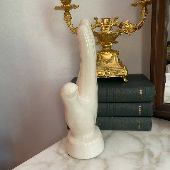 Vintage Palmistry Ceramic Hand Fortune Teller Palm Reader Academia Occult - Picture 2 of 5